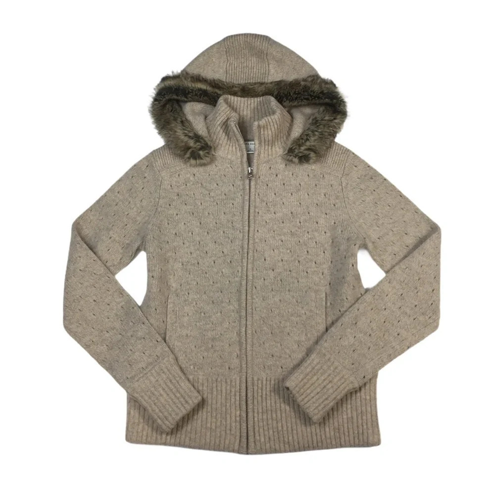 C10 Women’s Banana Republic Lambswool Full Zip Hooded Sweater Jacket XS